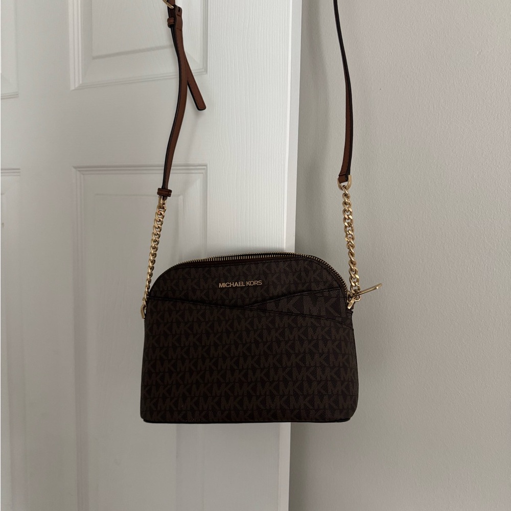 Michael Kors Chocolate Crossbody Bag with Gold Chain - Picture 8 of 8